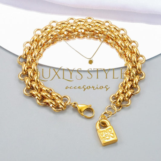 Pulsera Candado Dorado Uno50