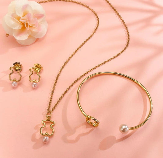 Set Inspirado en Tous – Oro & Perlado